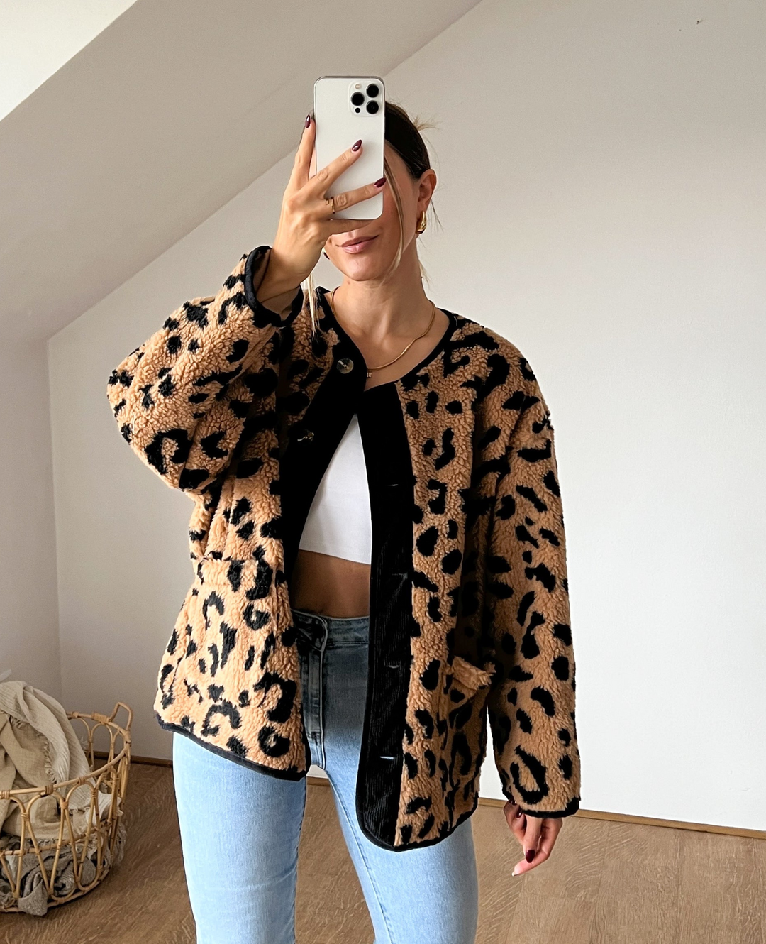 OVERSIZE LEO TEDDY JACKE - camel