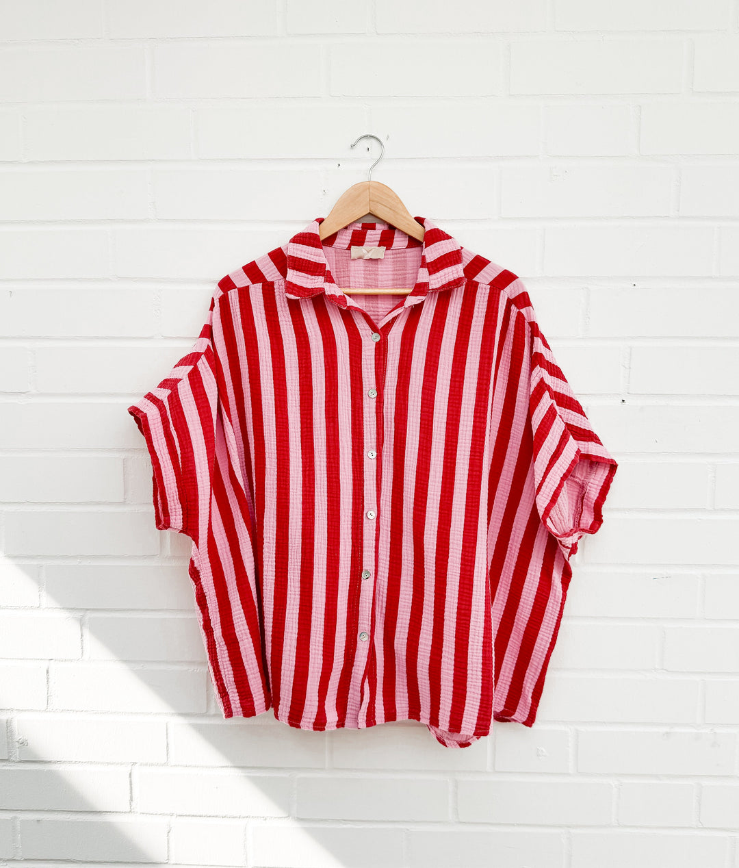 KURZARM STREIFEN MUSSELIN BLUSE MONICA - versch. Farben