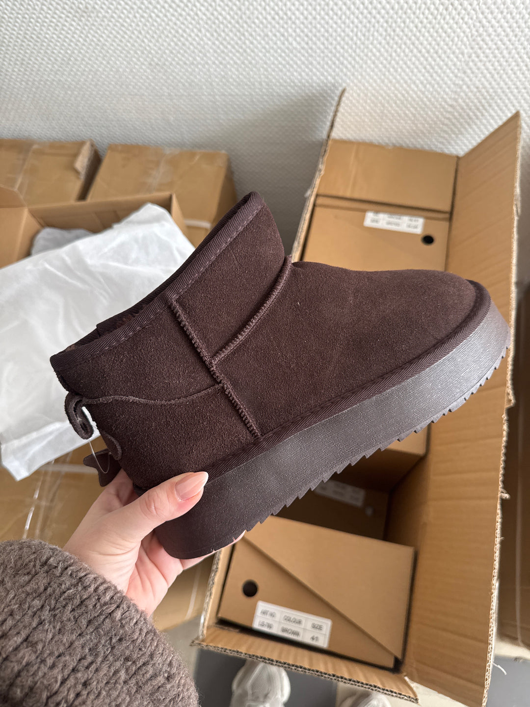 PLATEAU LEDER BOOTS - braun