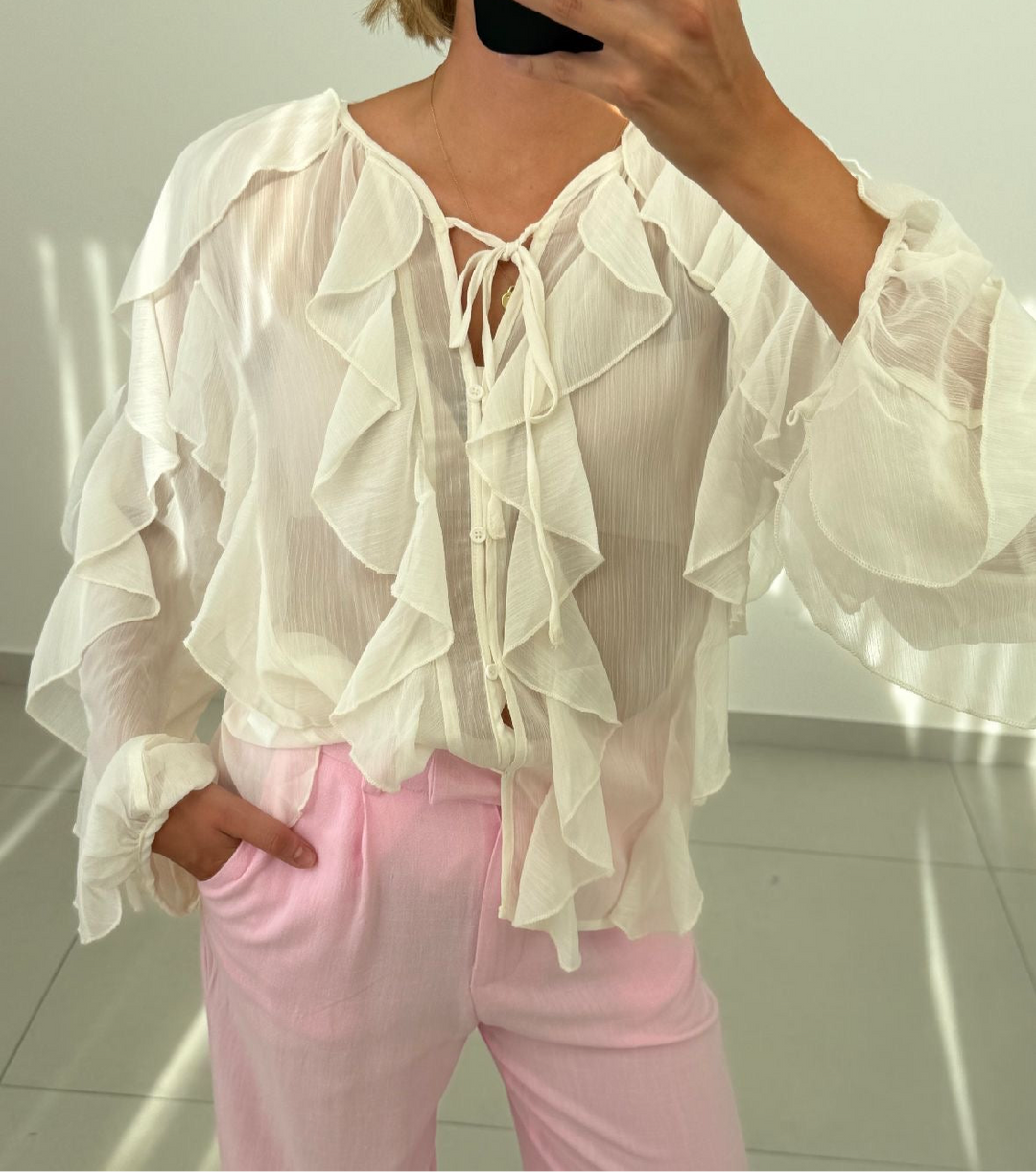 VOLANT BLUSE EMMI - Creme