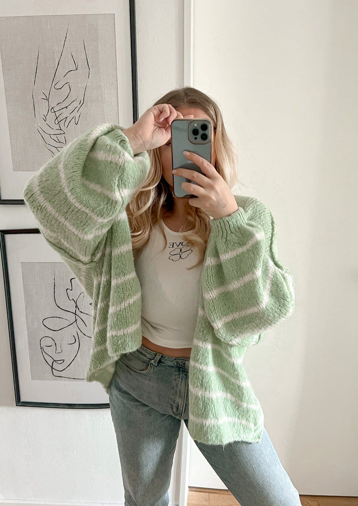 STRIPE OVERSIZE STRICKJACKE MELLO- mint