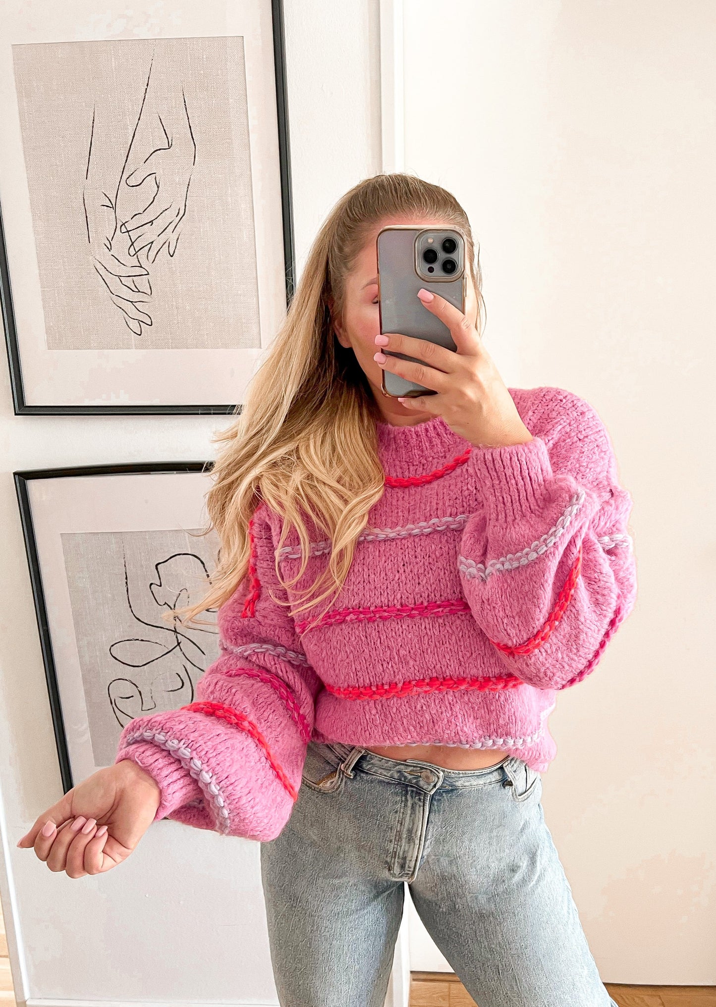 FLOWLY STRICKPULLOVER- pink