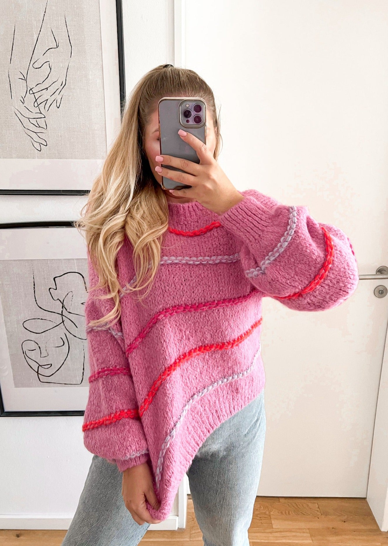 FLOWLY STRICKPULLOVER- pink