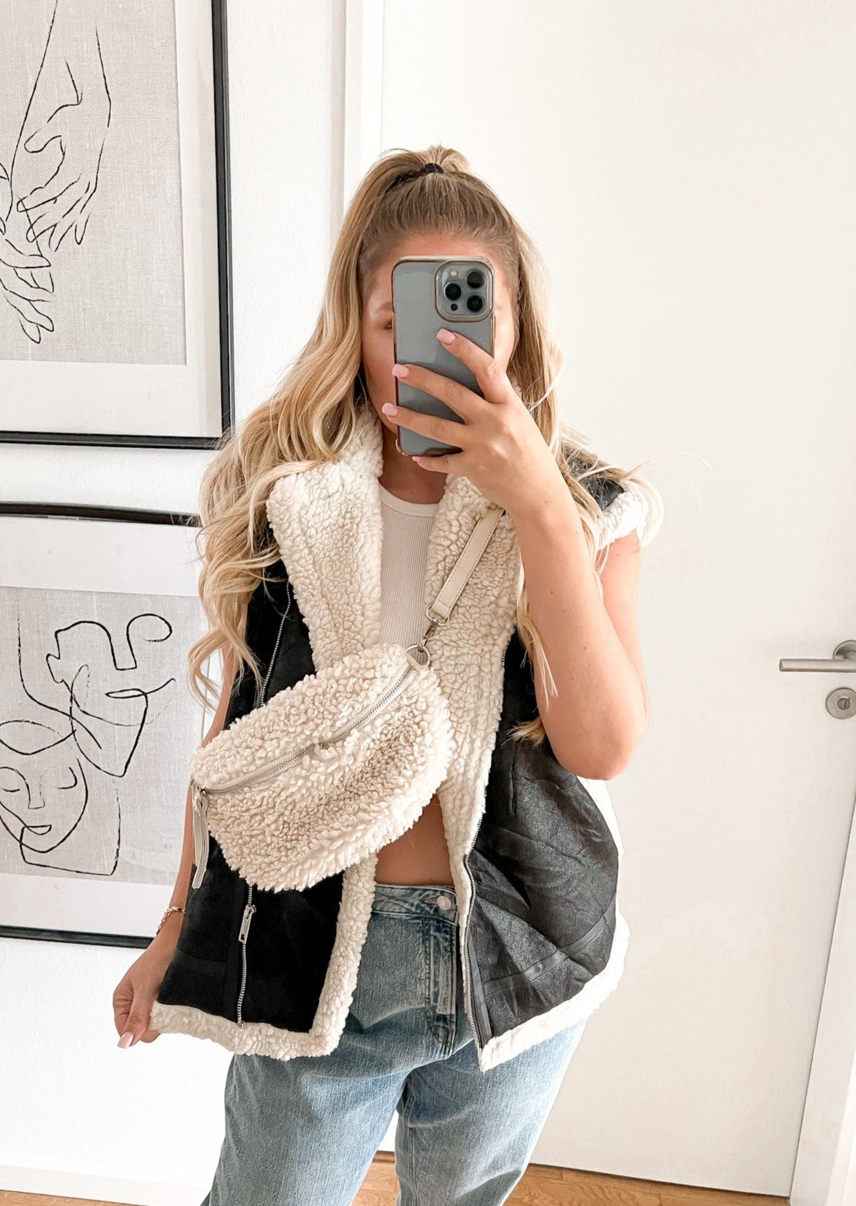 OVERSIZE LINED VEST- schwarz