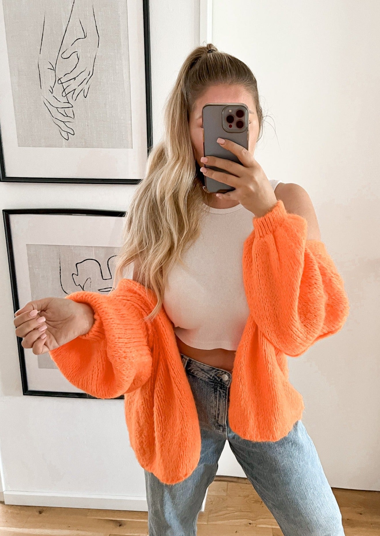 OVERSIZE STRICKJACKE MAIRA- orange