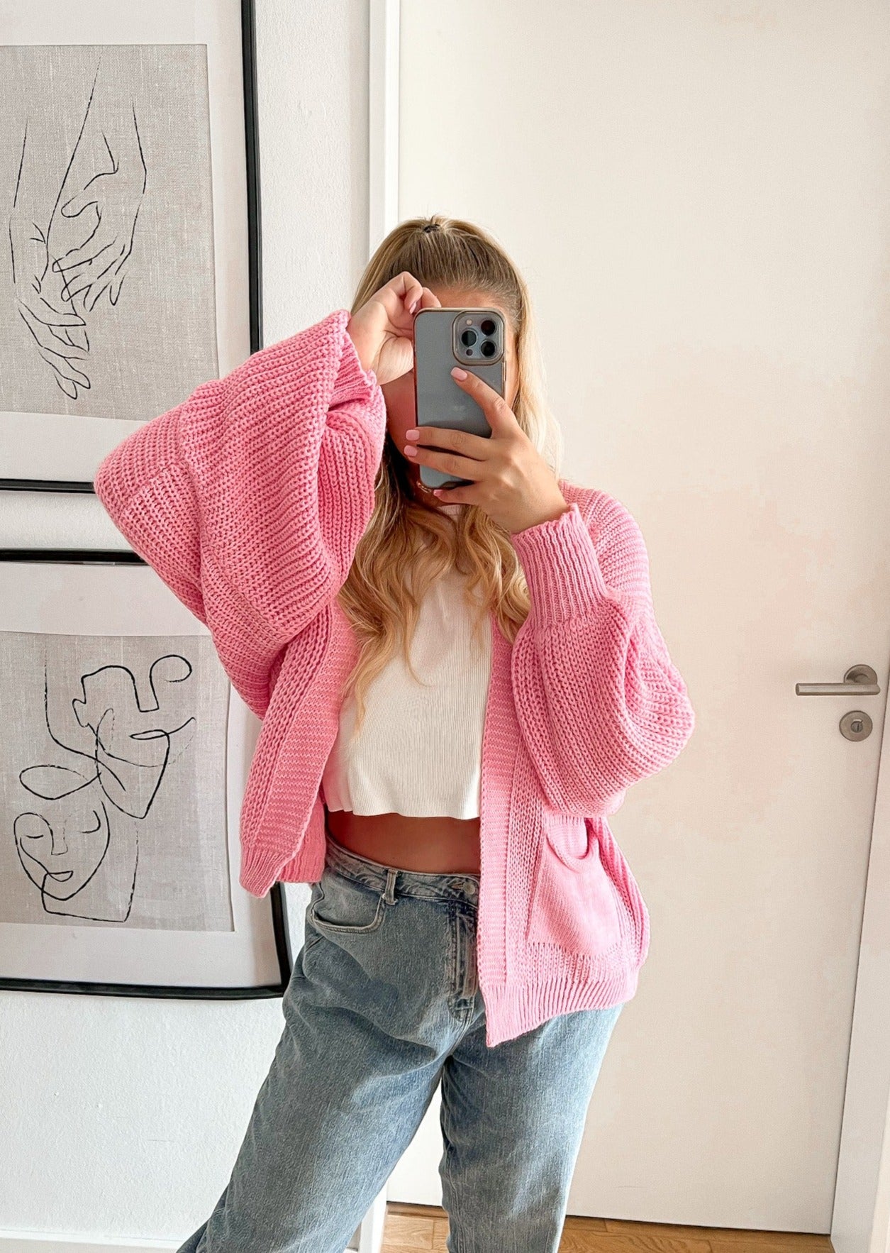 OVERSIZE STRICKCARDIGAN- pink