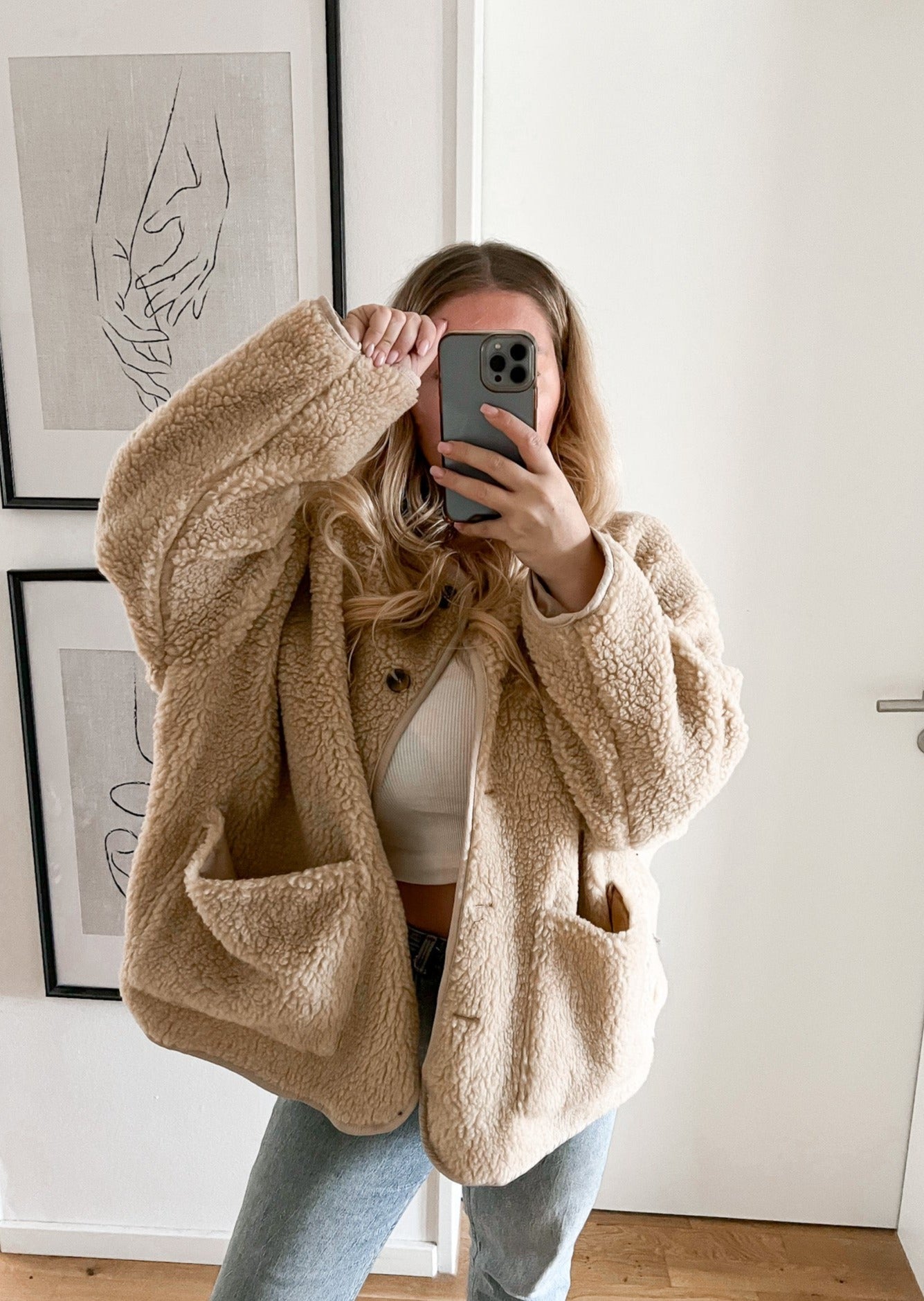 ULTRA OVERSIZE TEDDYJACKE- beige