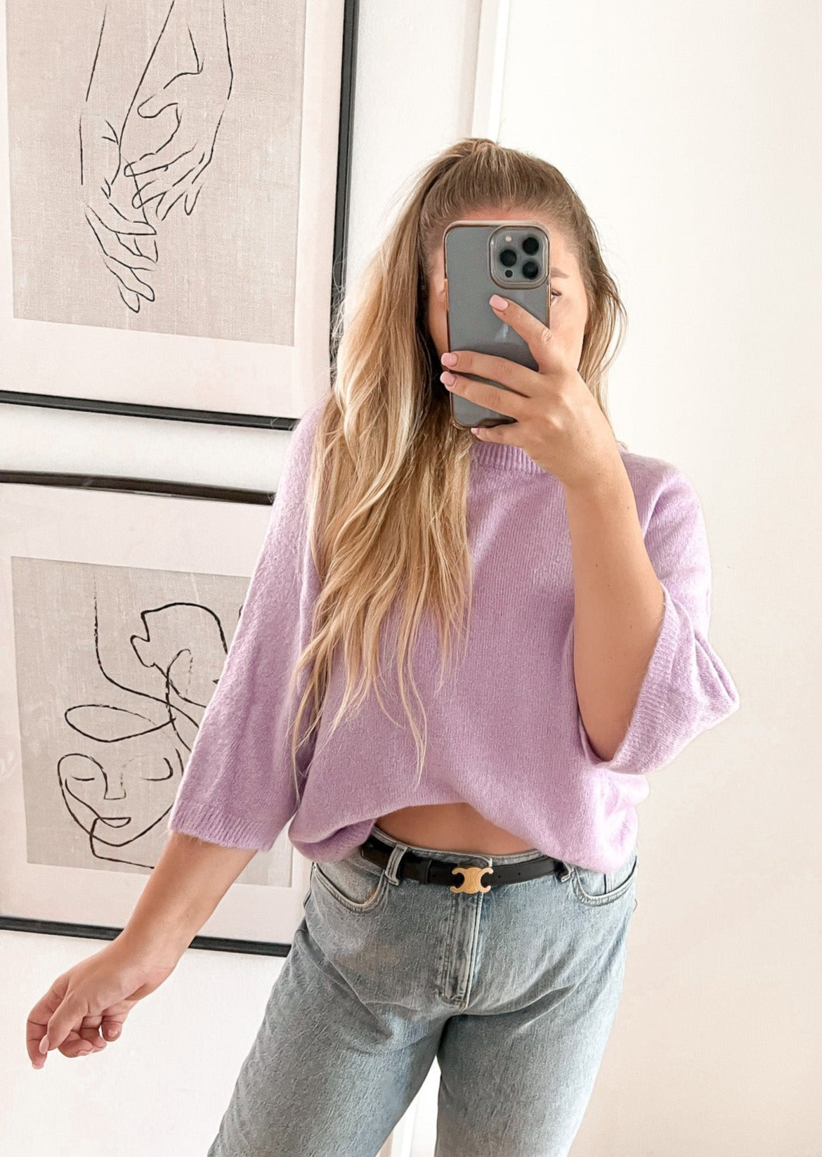 DÜNNER 3/4 ARM PULLOVER- lila