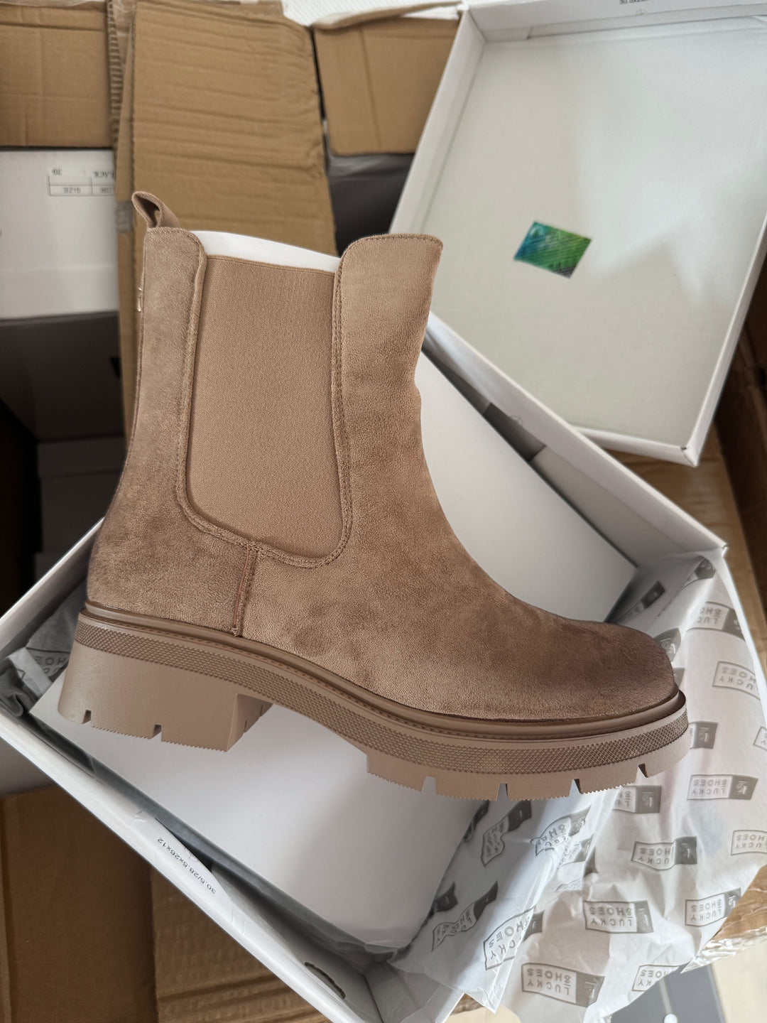 CHELSEA BOOTS Wildlederoptik - Taupe - NUR NOCH GR. 37