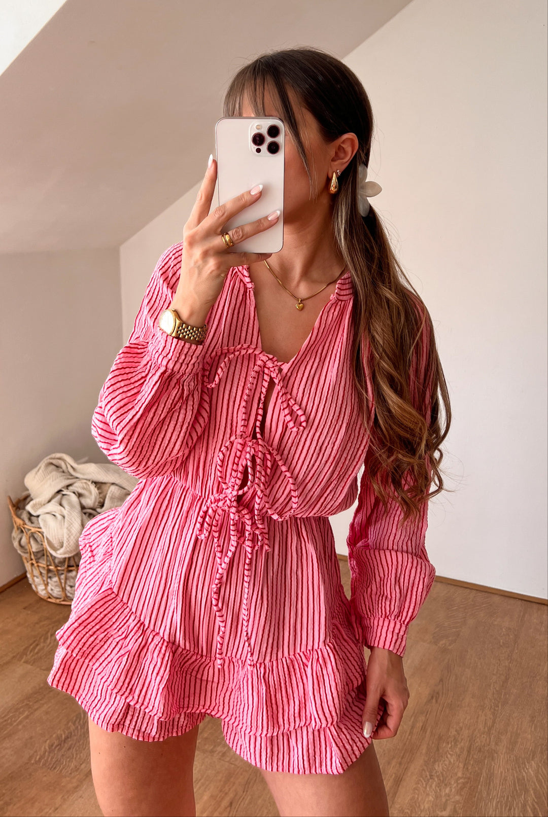 STREIFEN PLAYSUIT - pink