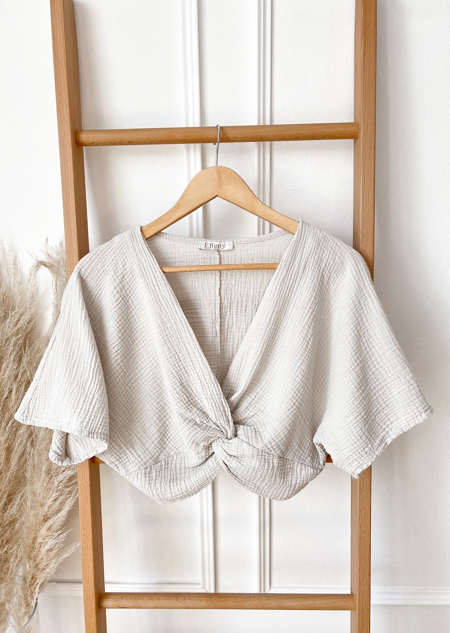 MUSSELIN CROP BLUSE- NUR NOCH BLAU