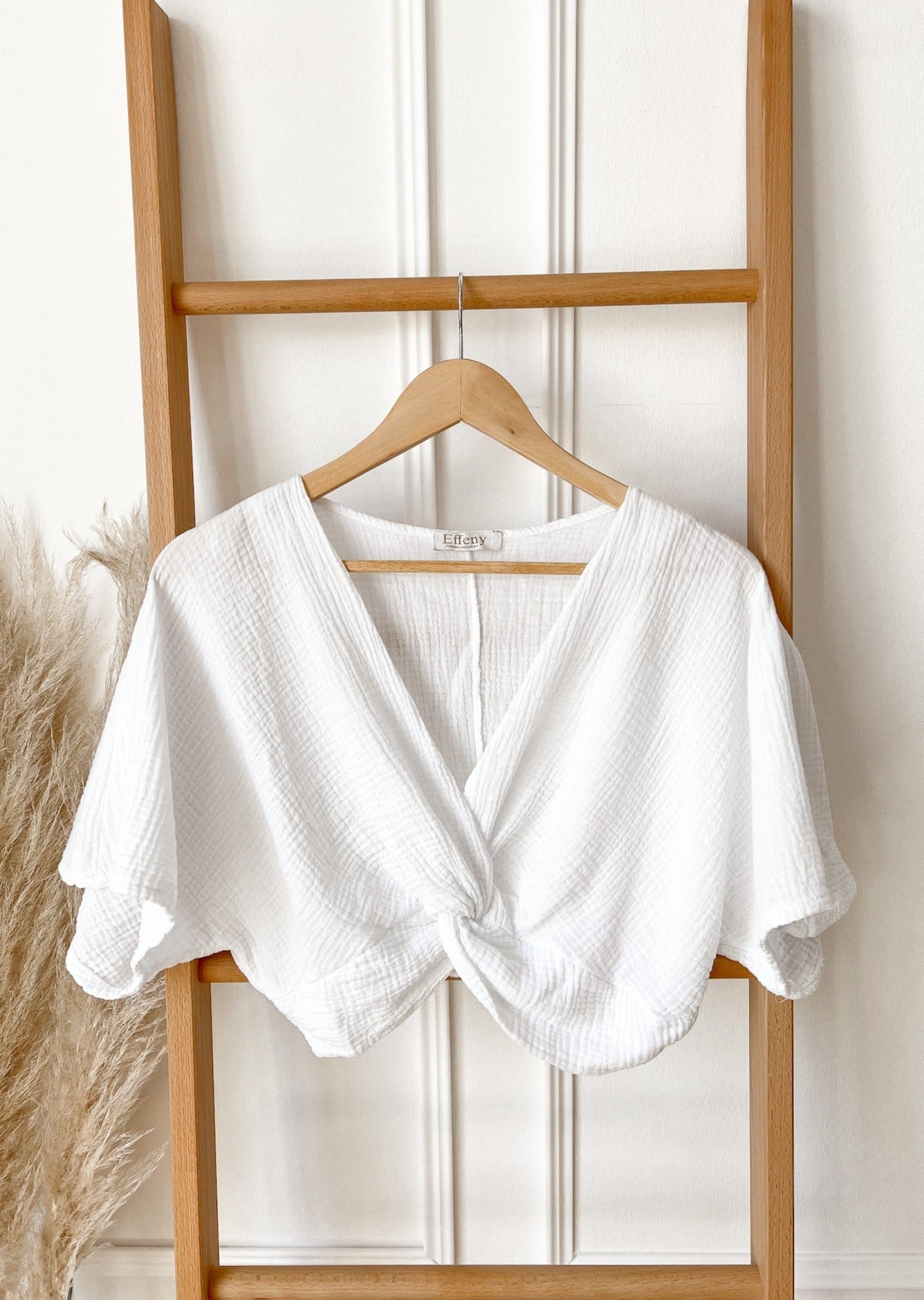 MUSSELIN CROP BLUSE- NUR NOCH BLAU