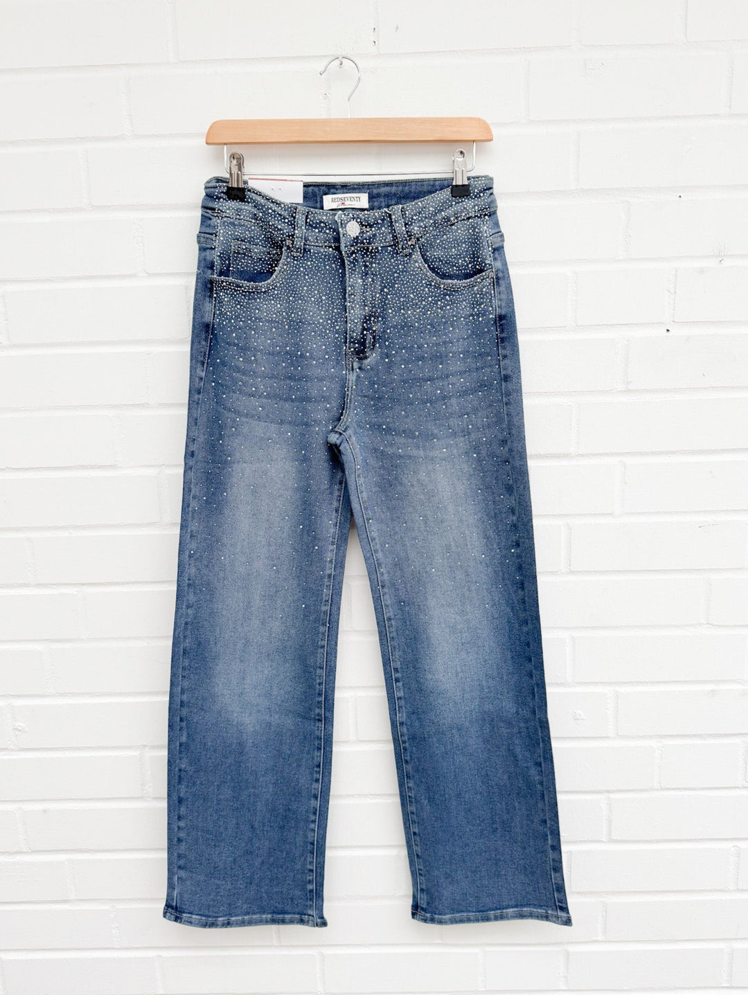 CURVY GLITZER STRAIGHT JEANS