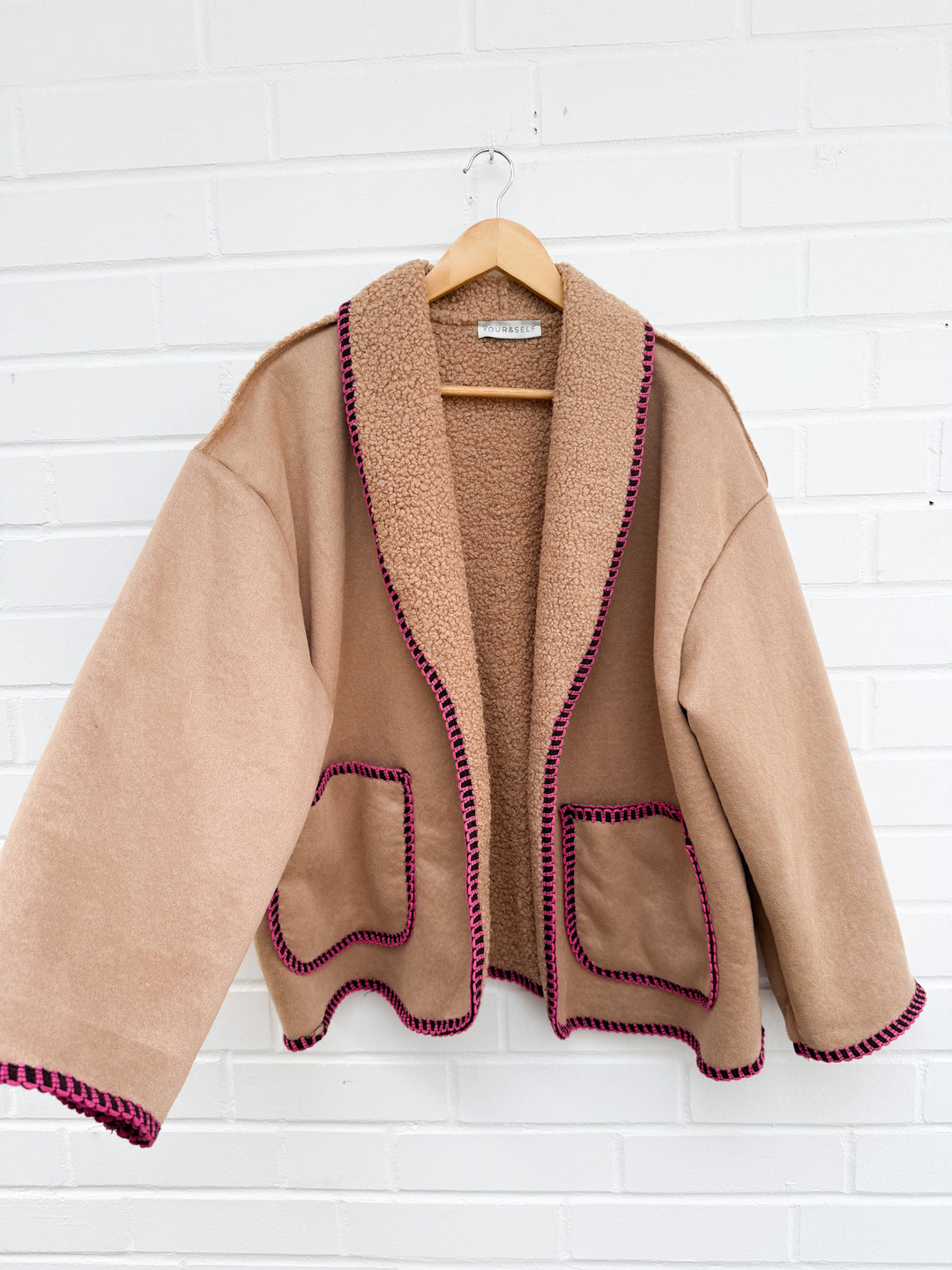 VELOUROPTIK TEDDY JACKE - camel