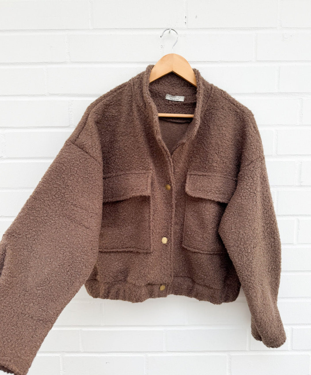 KURZE BOUCLE JACKE - braun
