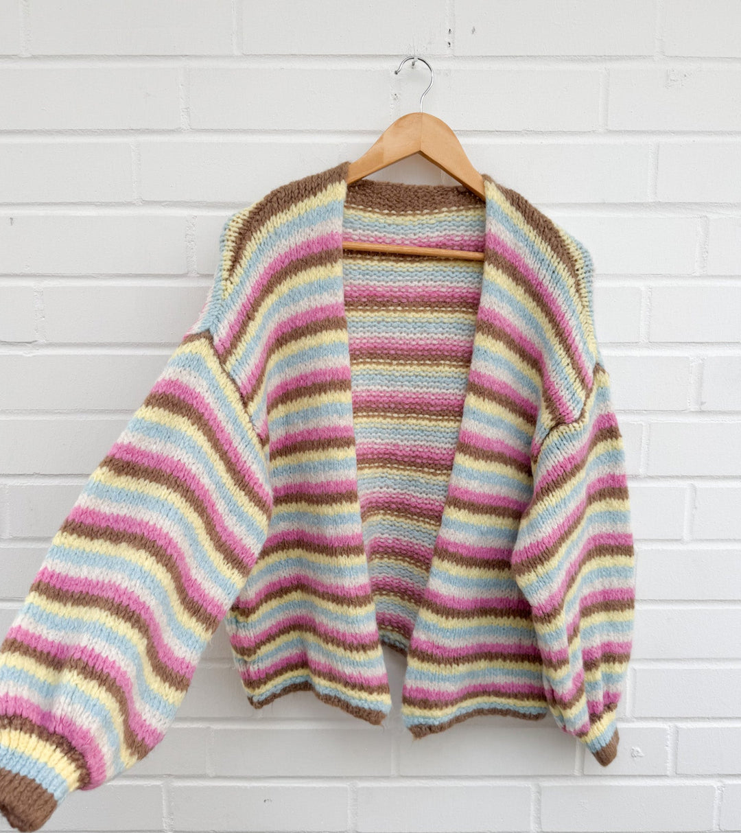 OVERSIZE STREIFEN CARDIGAN - gelb braun