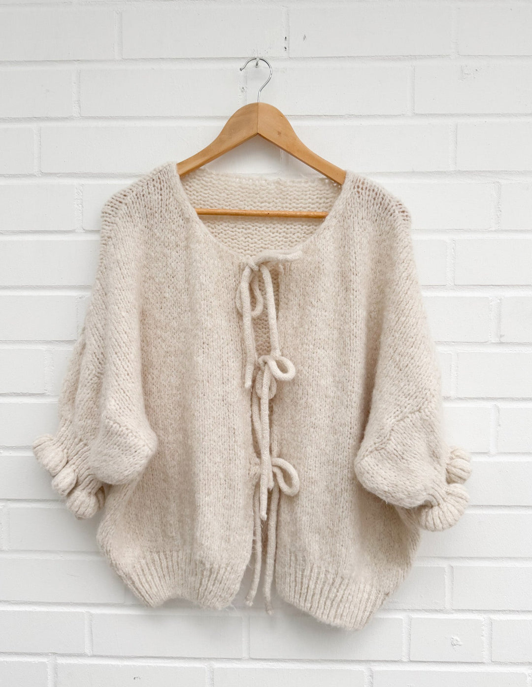 3/4 ARM SCHLEIFEN STRICKJACKE - beige