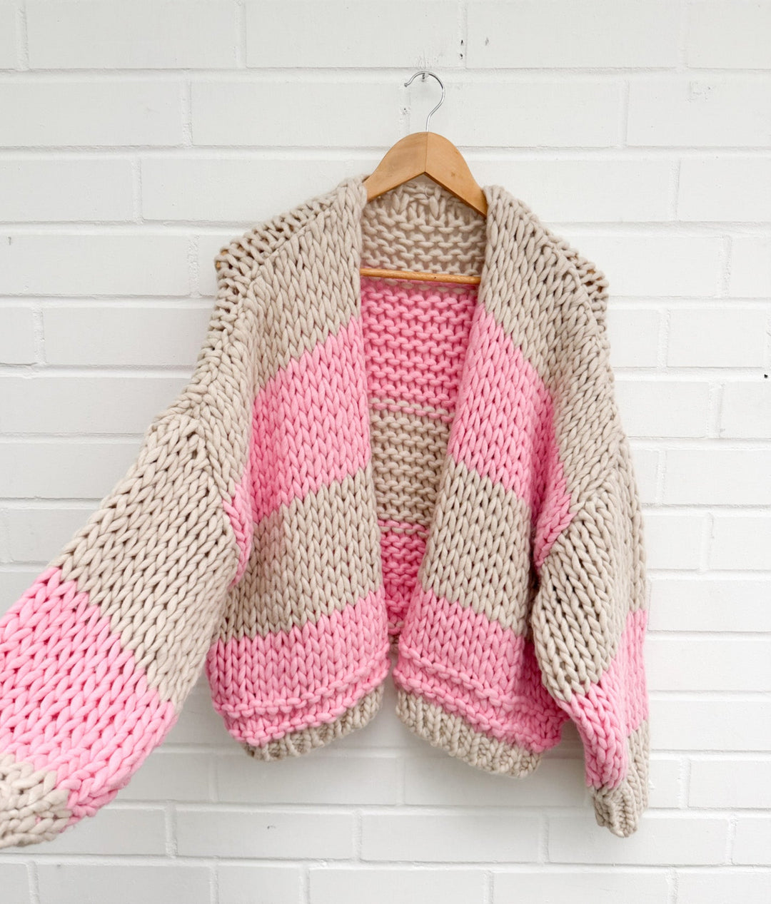 HANDMADE CARDIGAN BLOSSOM - beige rosa