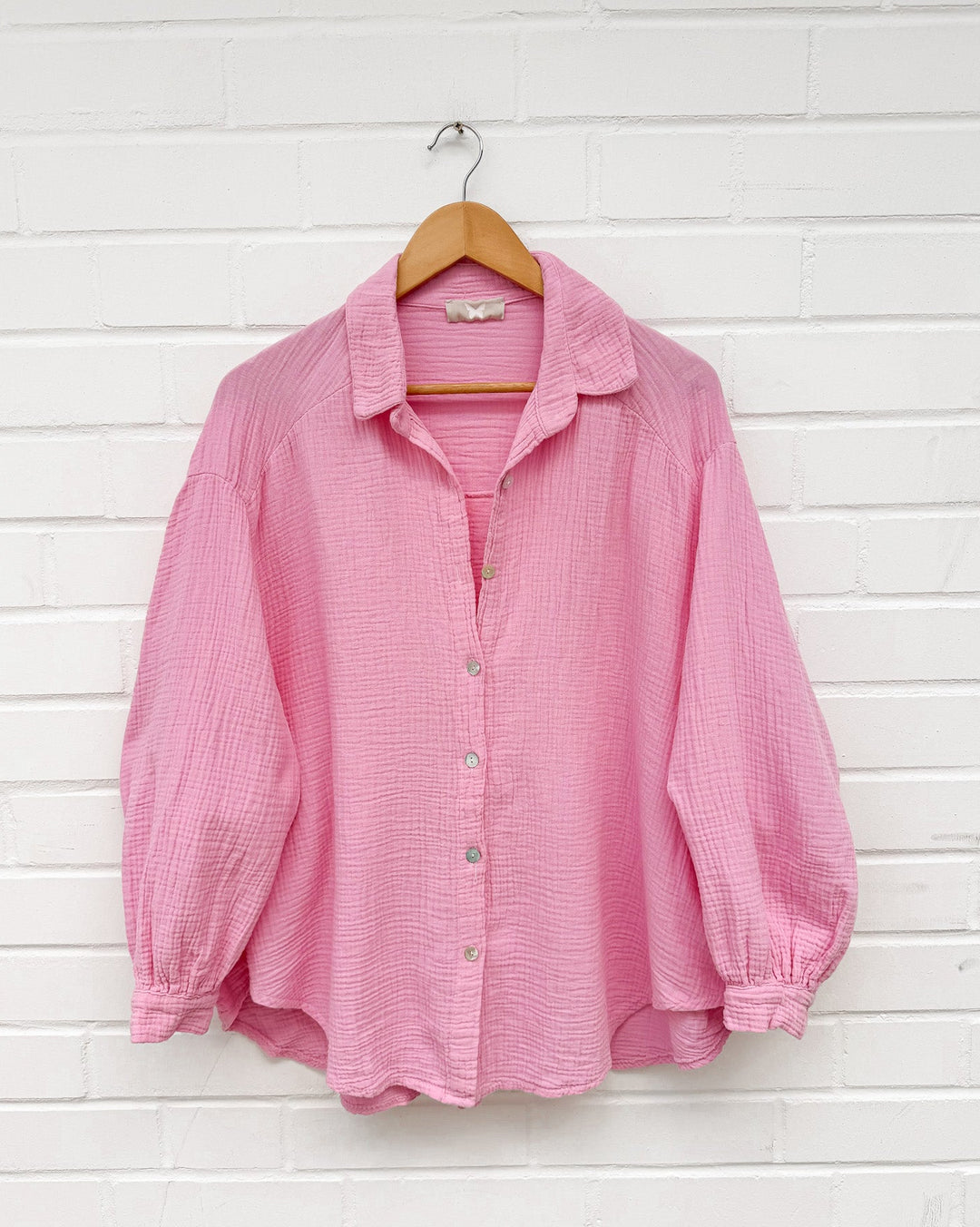 OVERSIZE MUSSELIN BLUSE - bubblegum