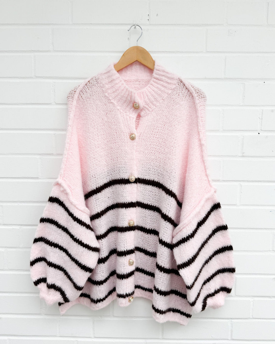 STREIFEN STRICKJACKE MAIRA - rosa