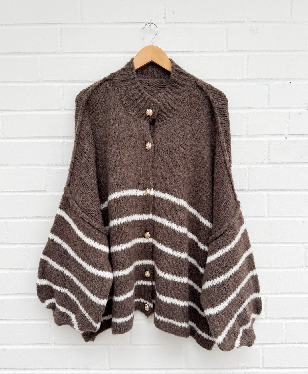 STREIFEN STRICKJACKE MAIRA - braun