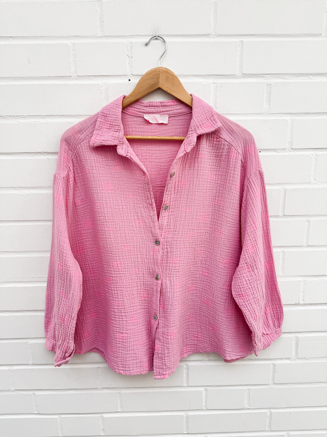MUSSELIN BLUSE MIT SCHLEIFE - rosa/pink