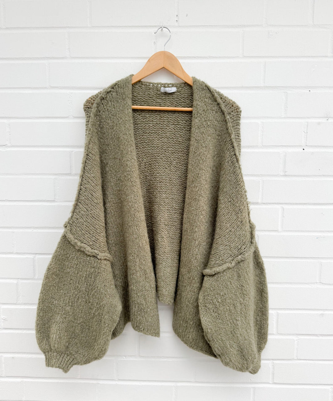 OVERSIZE STRICKJACKE MELLO- khaki