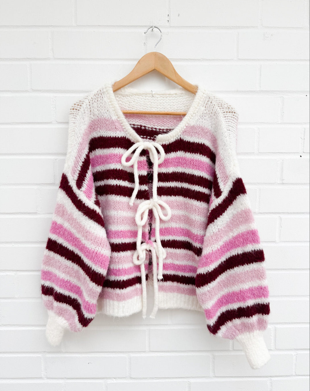 STREIFEN STRICKJACKE ELLI - Creme pink