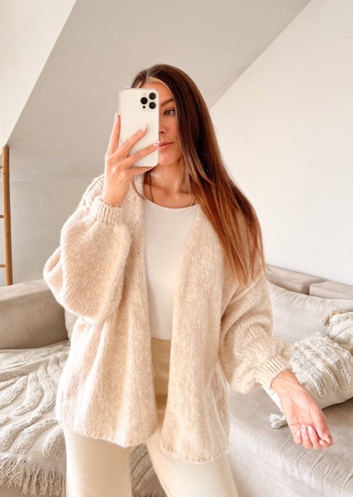 OVERSIZE STRICKJACKE MAIRA- beige