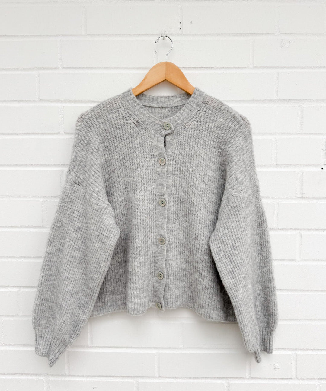 LANGARM STRICKJACKE LIZ - hellgrau
