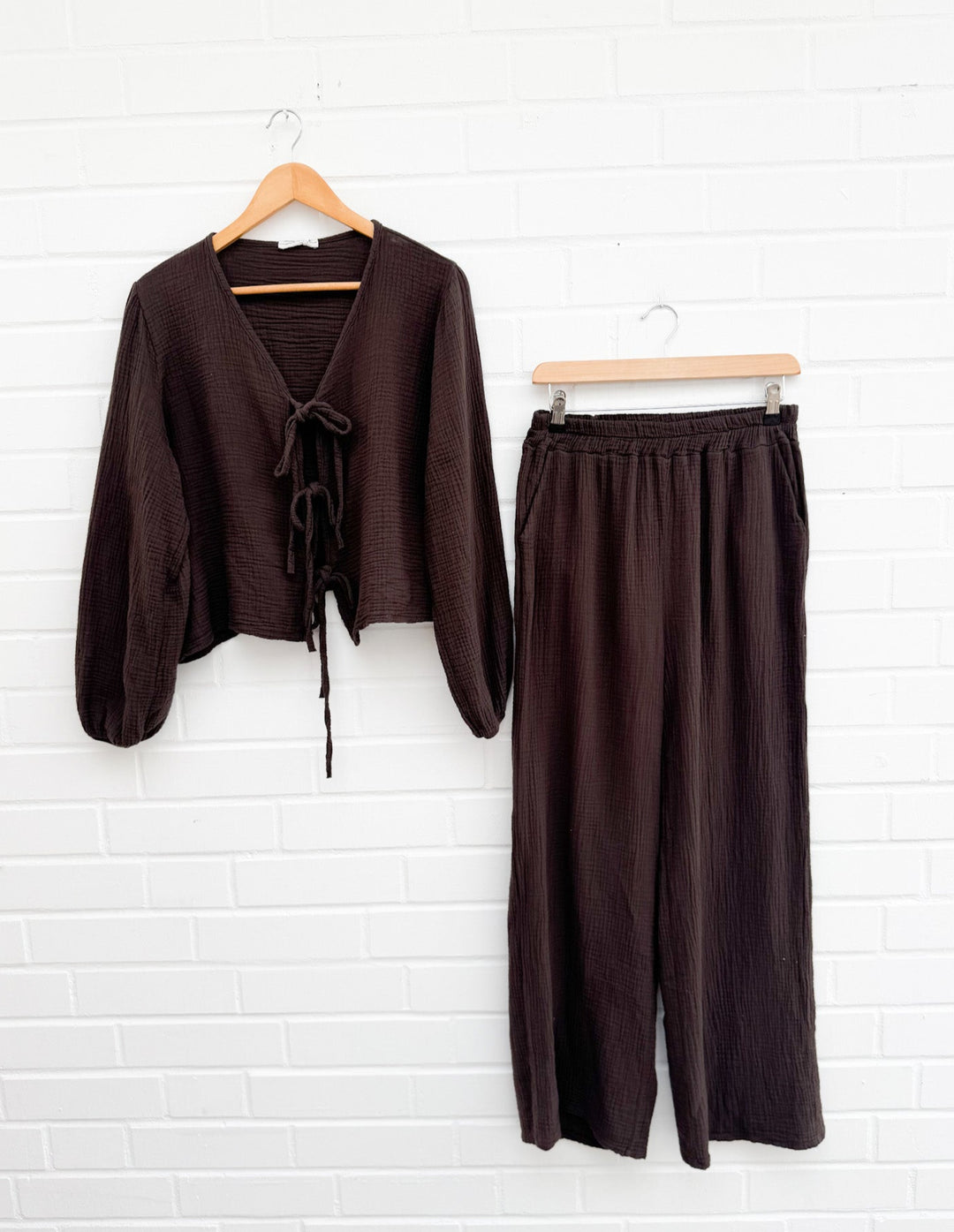 BROWN MUSSELIN SET - braun