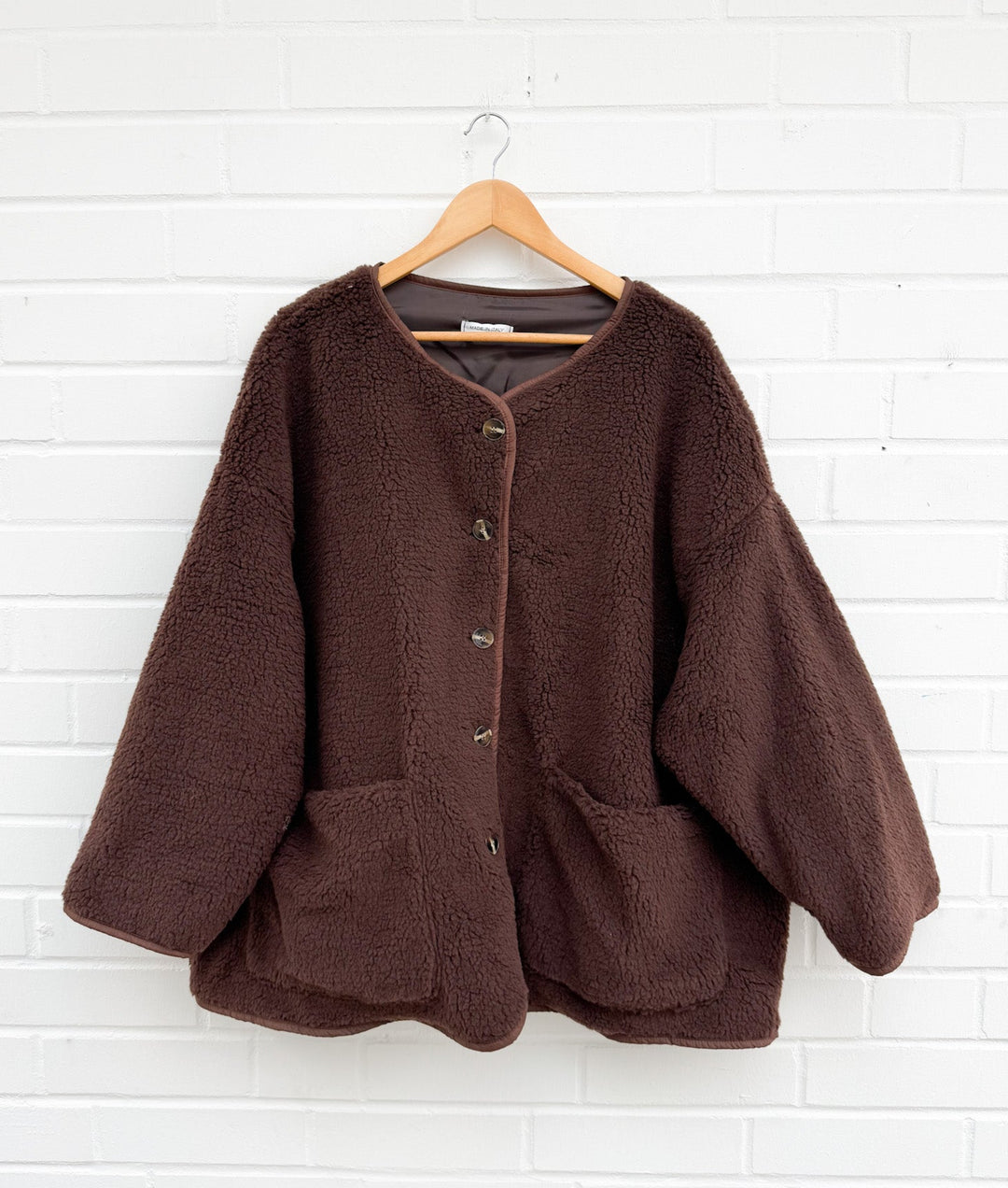 ULTRA OVERSIZE TEDDY JACKE - braun