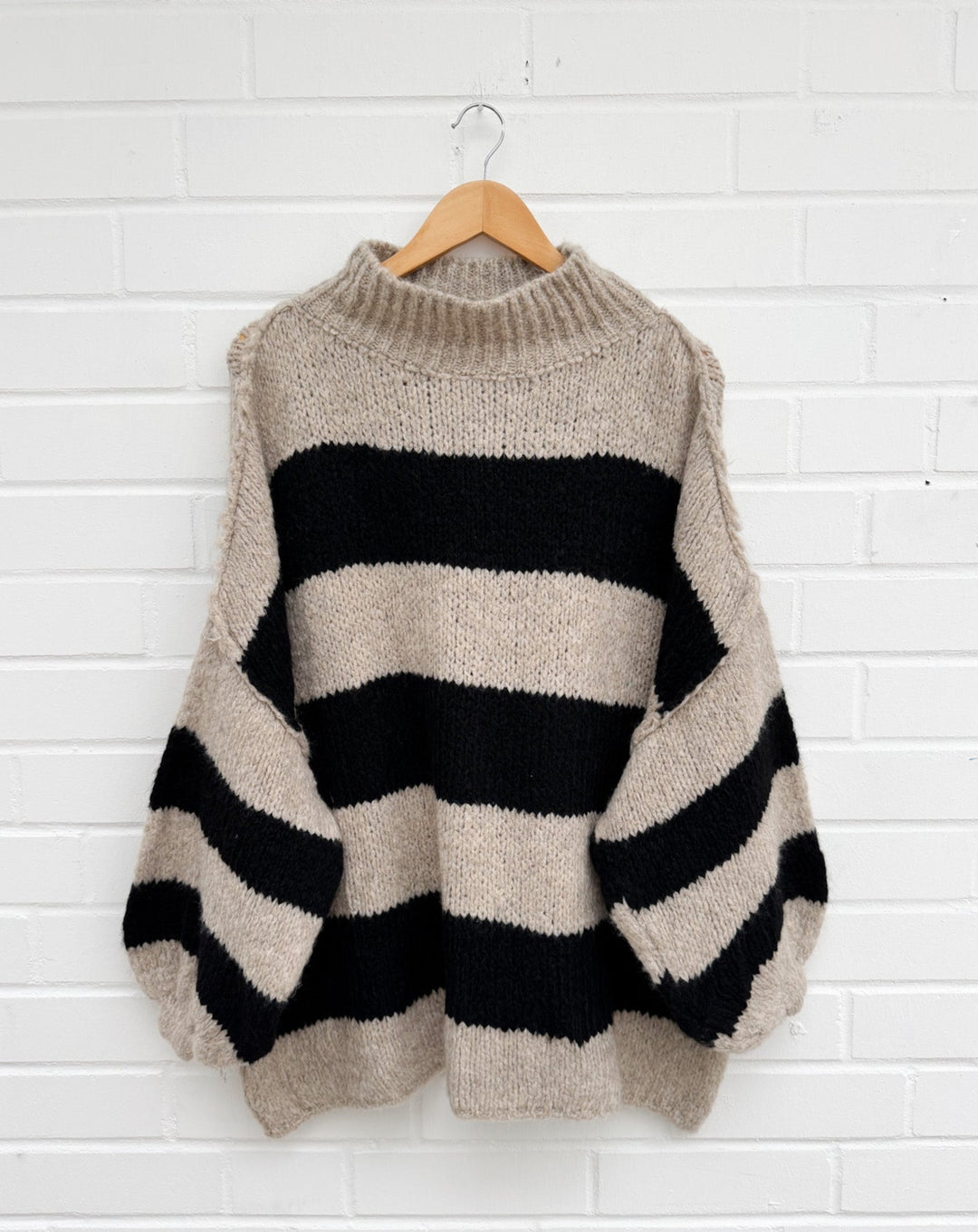STREIFEN STRICKPULLOVER MAIRA - taupe schwarz
