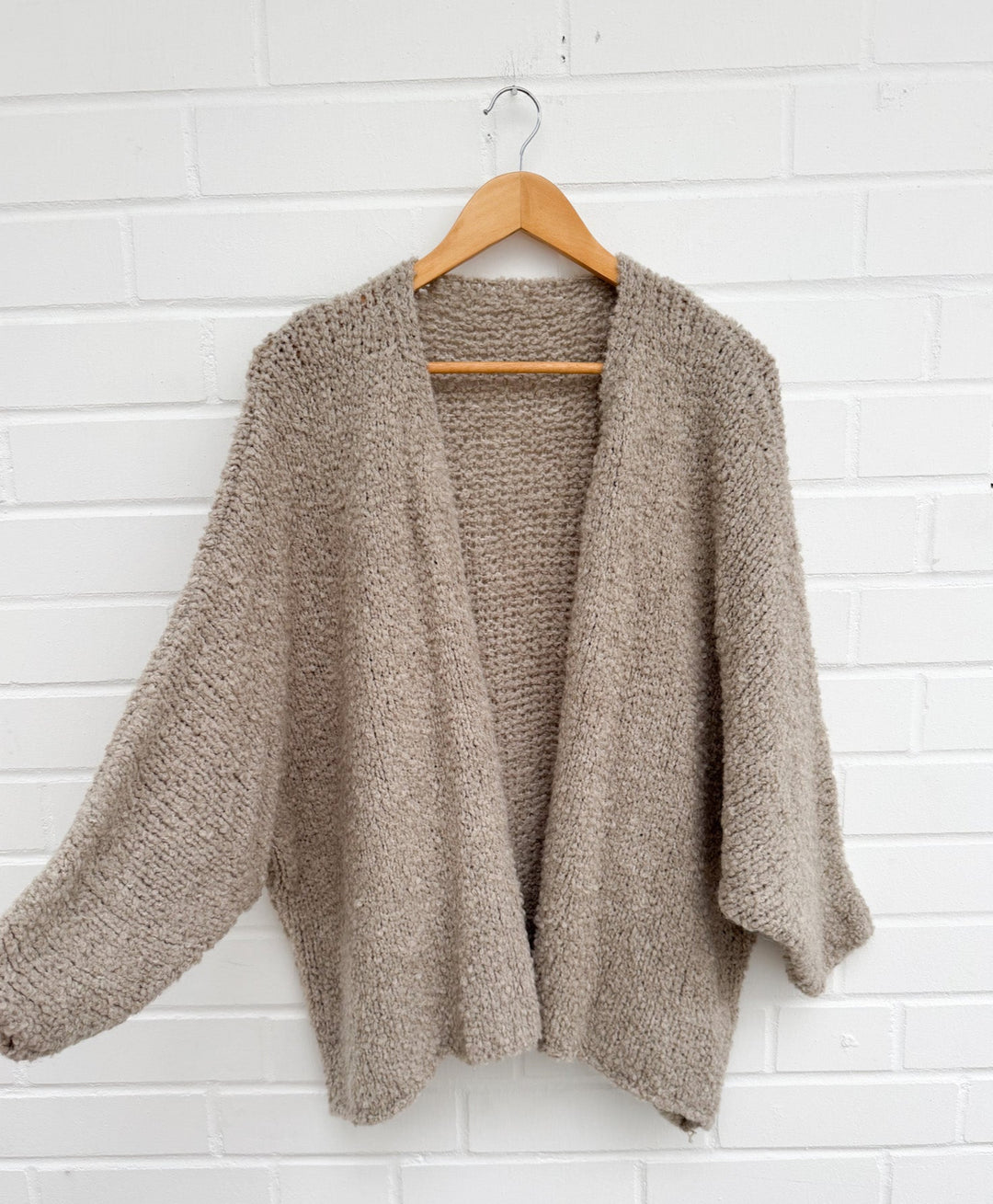 OVERSIZE BOUCLE CARDIGAN MELL - taupe