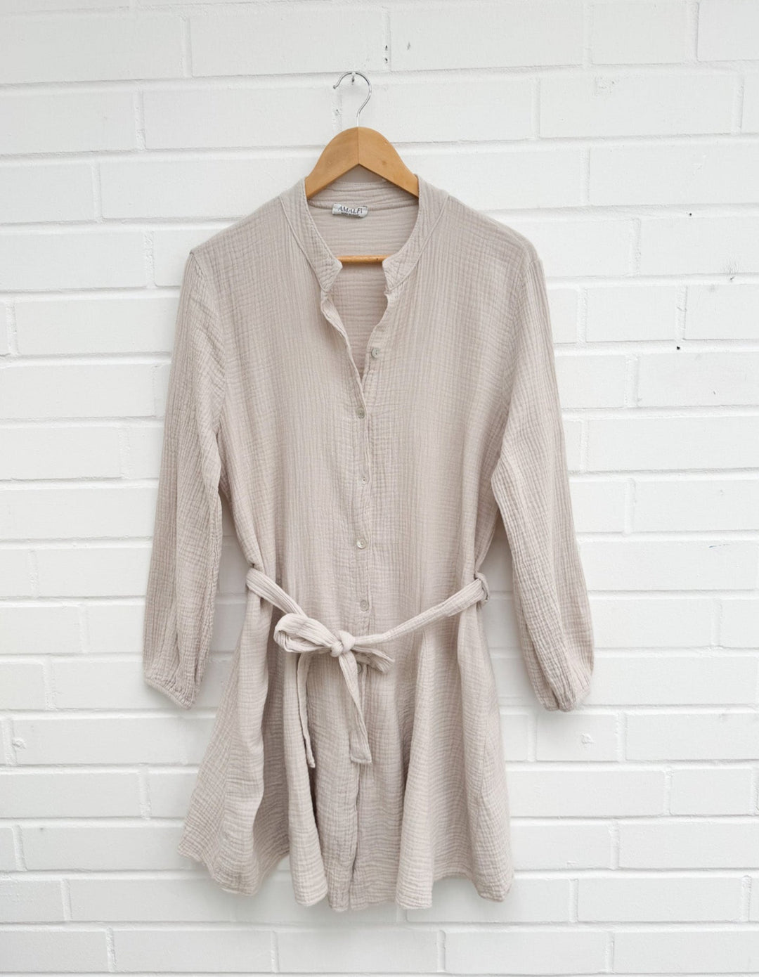 MUSSELIN BLUSENKLEID - beige