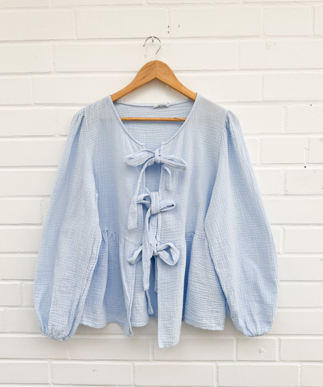 LANGARM SCHLEIFEN BLUSE NOVA - hellblau