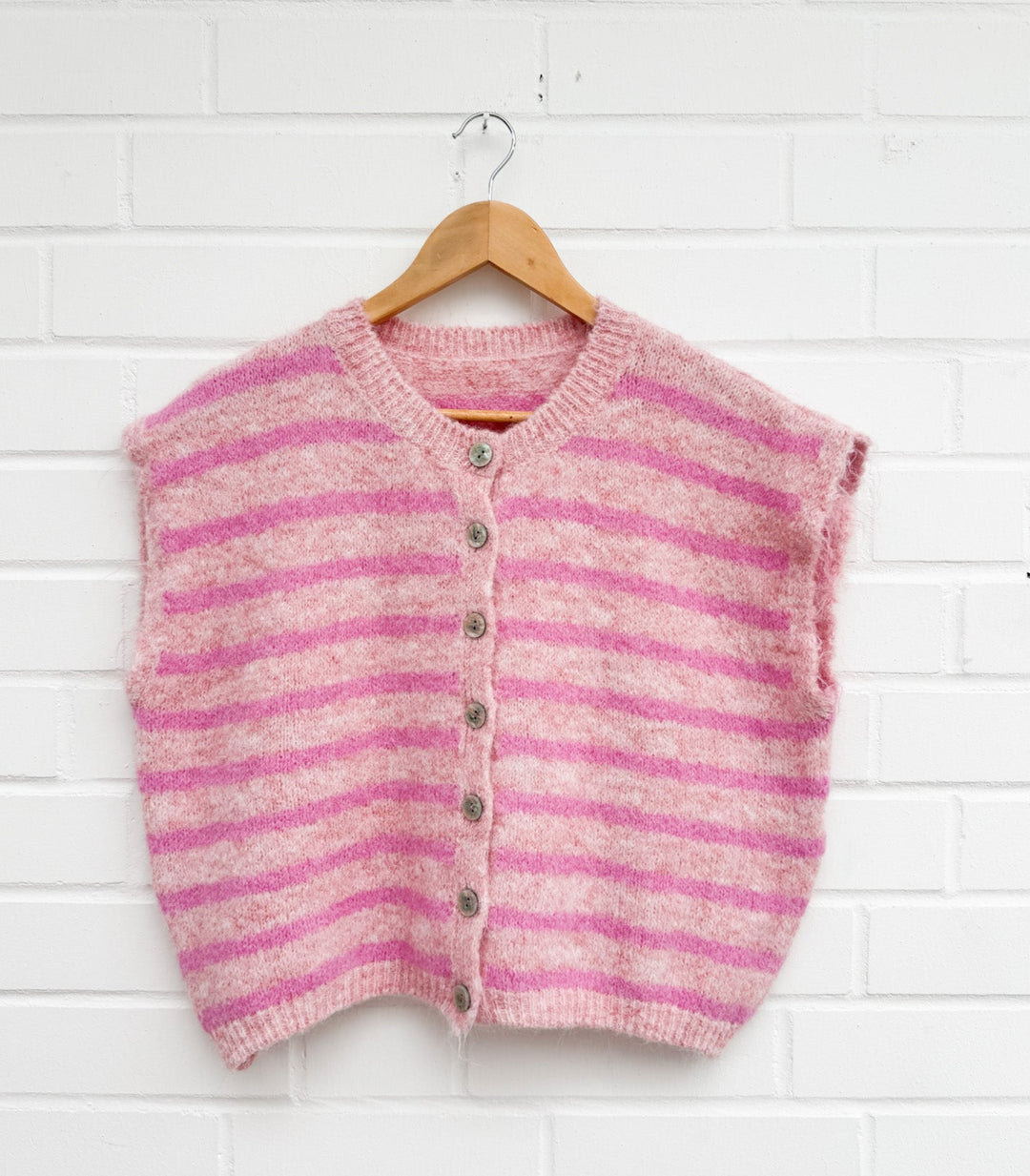 STREIFEN STRICKWESTE - rosa