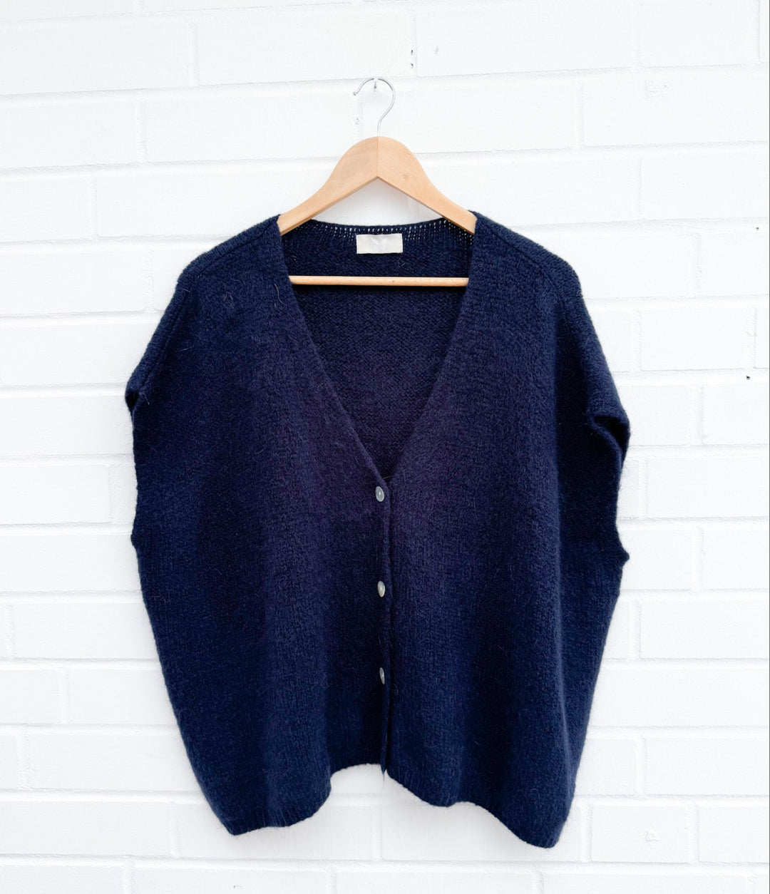 OVERSIZE KURZARM BASIC STRICKJACKE - dunkelblau