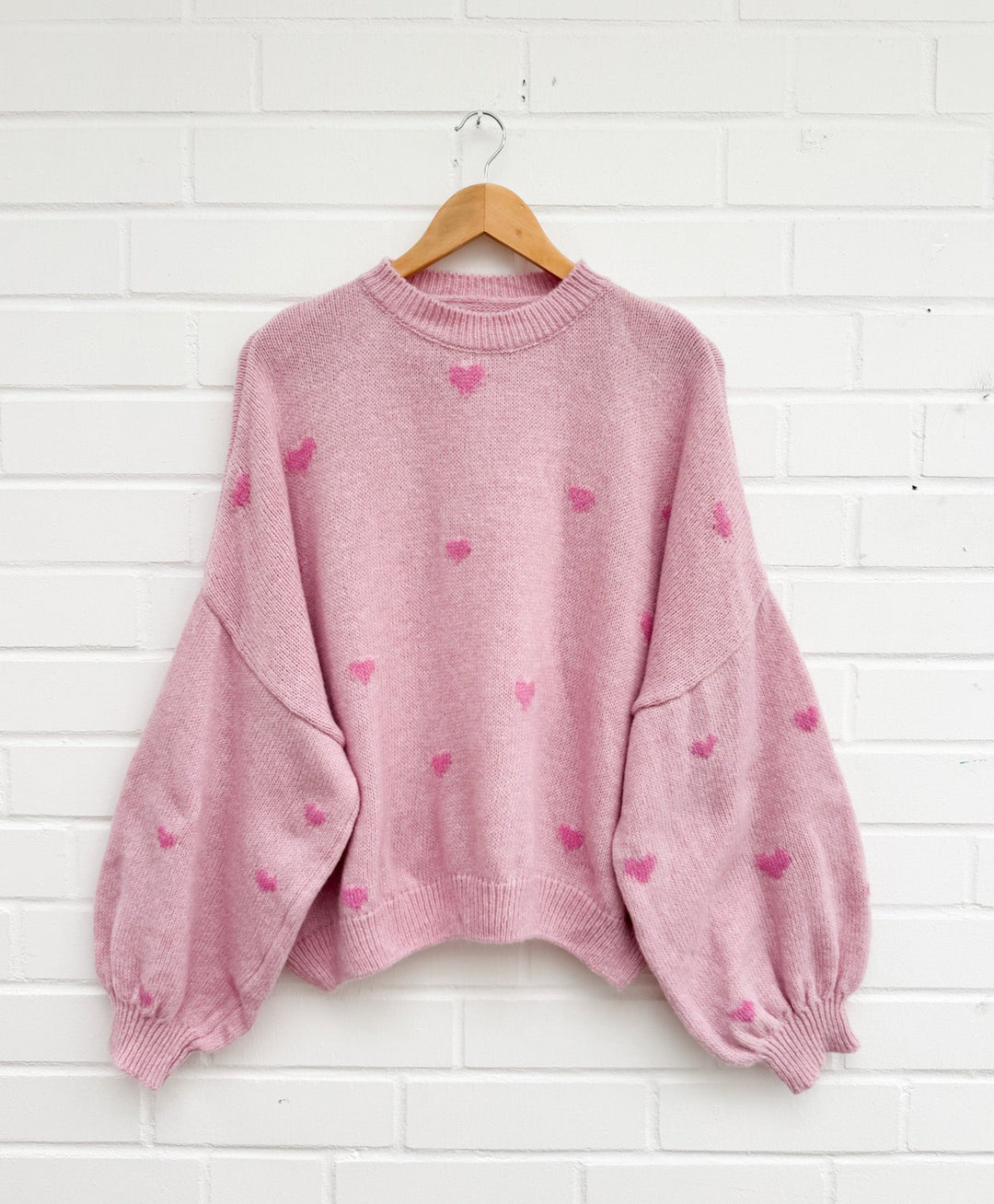 HERZ STRICKPULLOVER - rosa
