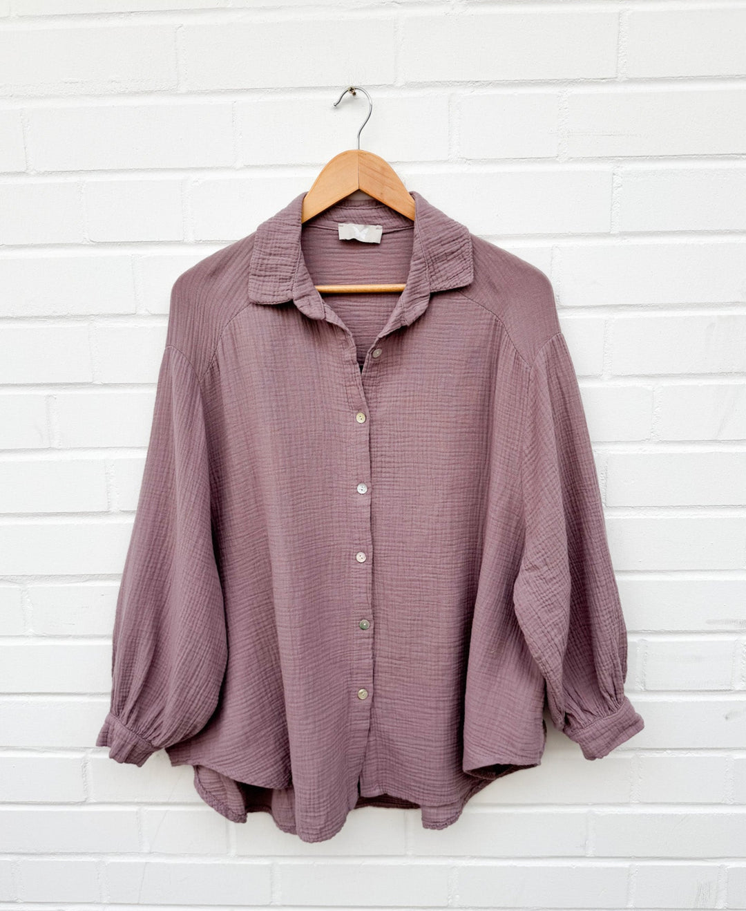 OVERSIZE MUSSELIN BLUSE - mauve