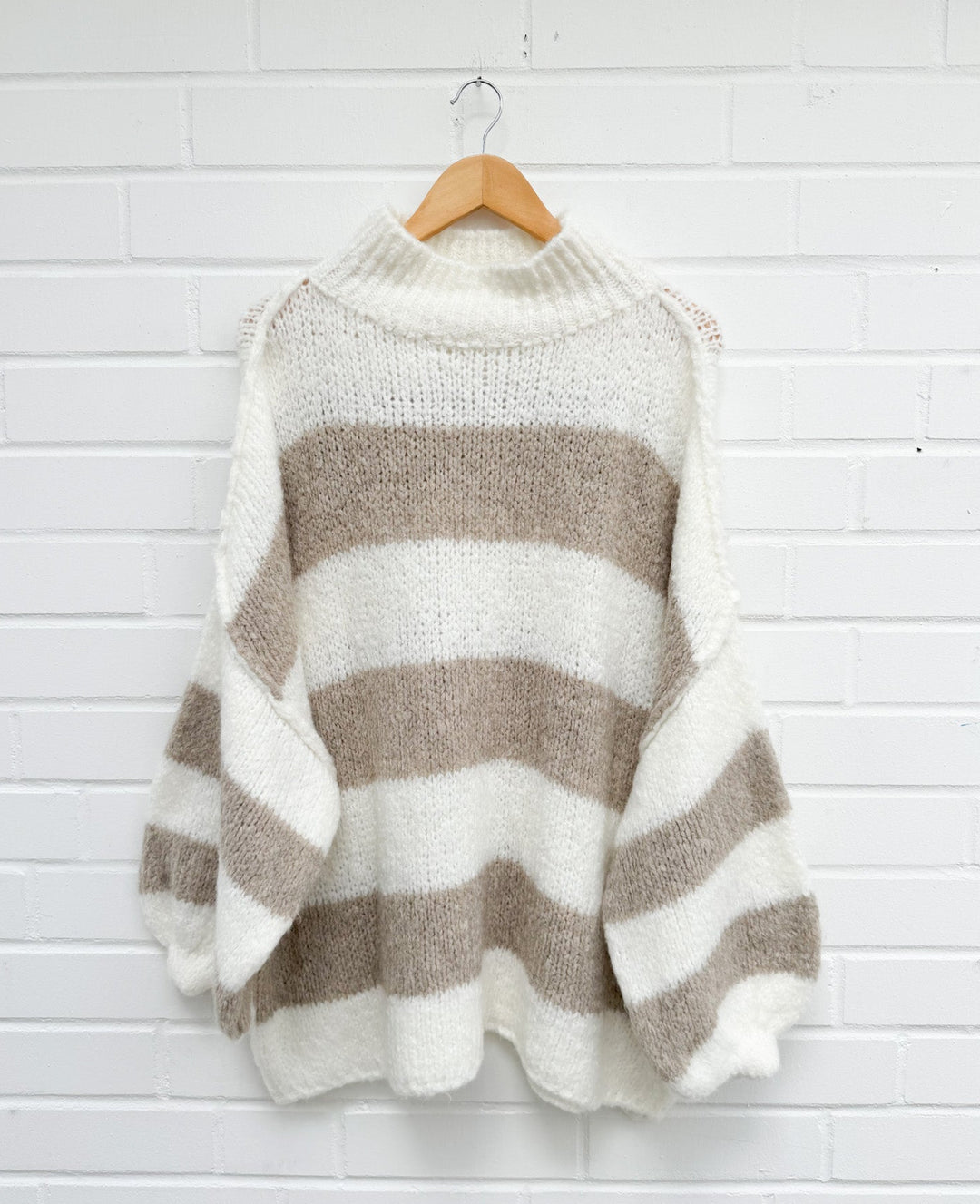 STREIFEN STRICKPULLOVER MAIRA - creme taupe