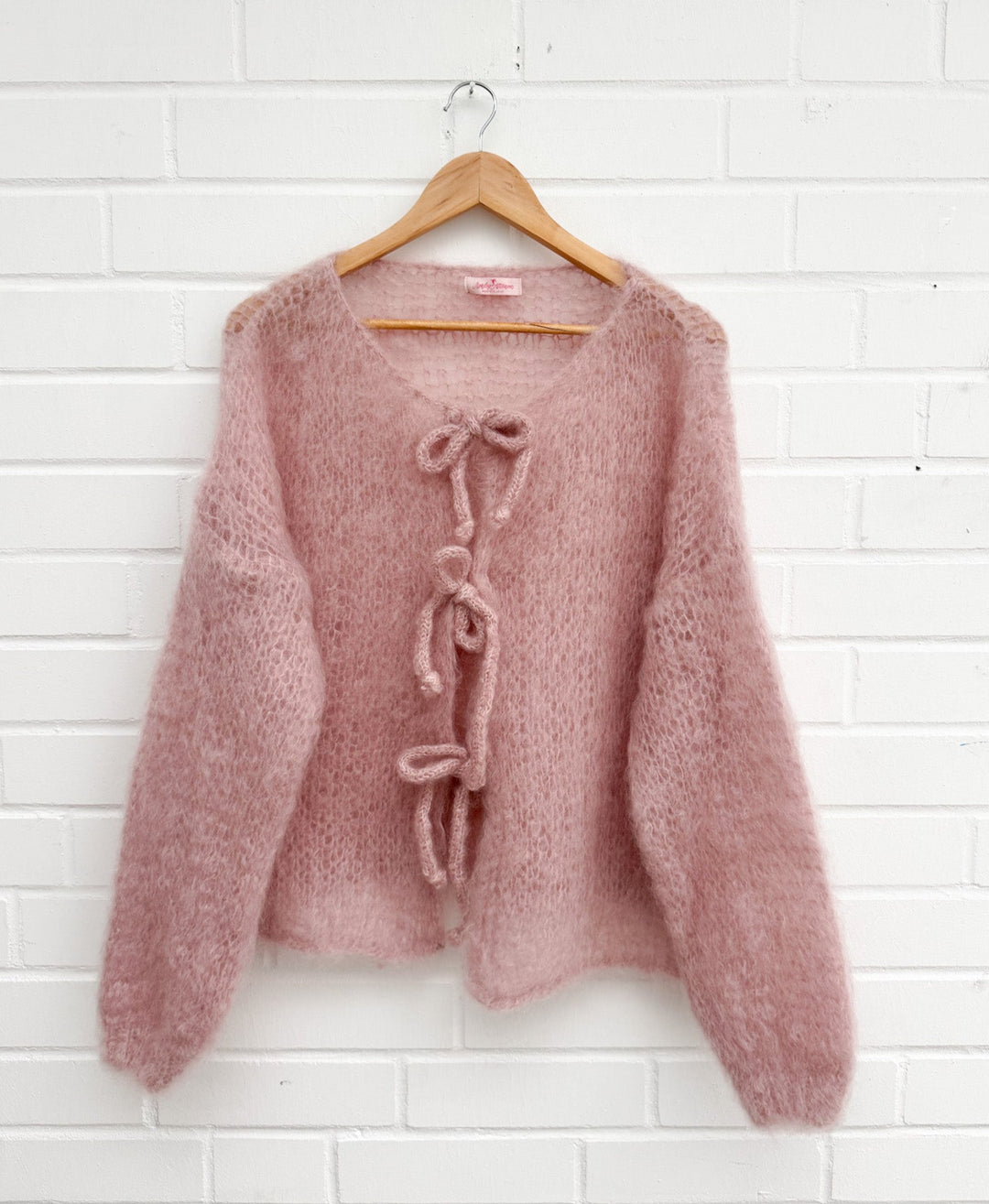 LUXURY SCHLEIFEN MOHAIR STRICKJACKE - altrosa