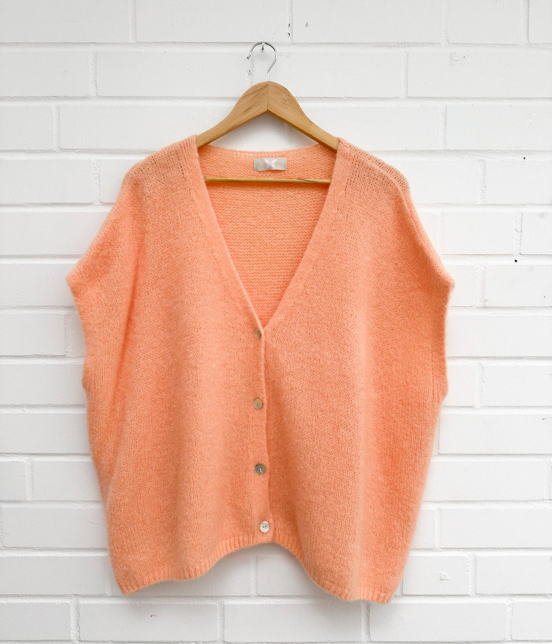 OVERSIZE KURZARM BASIC STRICKJACKE - orange