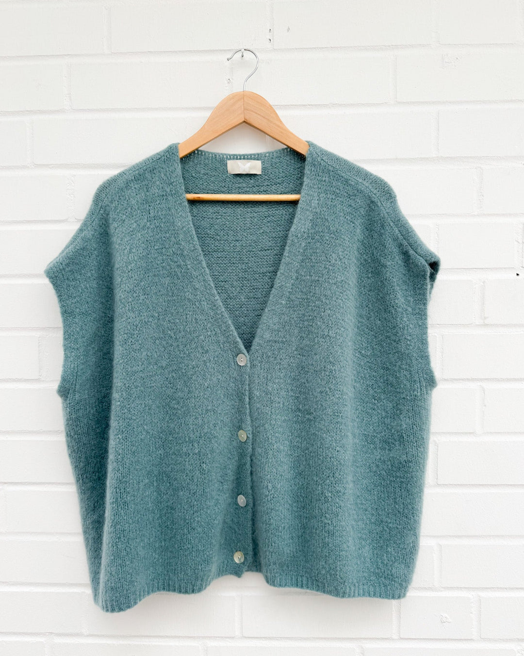 OVERSIZE KURZARM BASIC STRICKJACKE - salbei