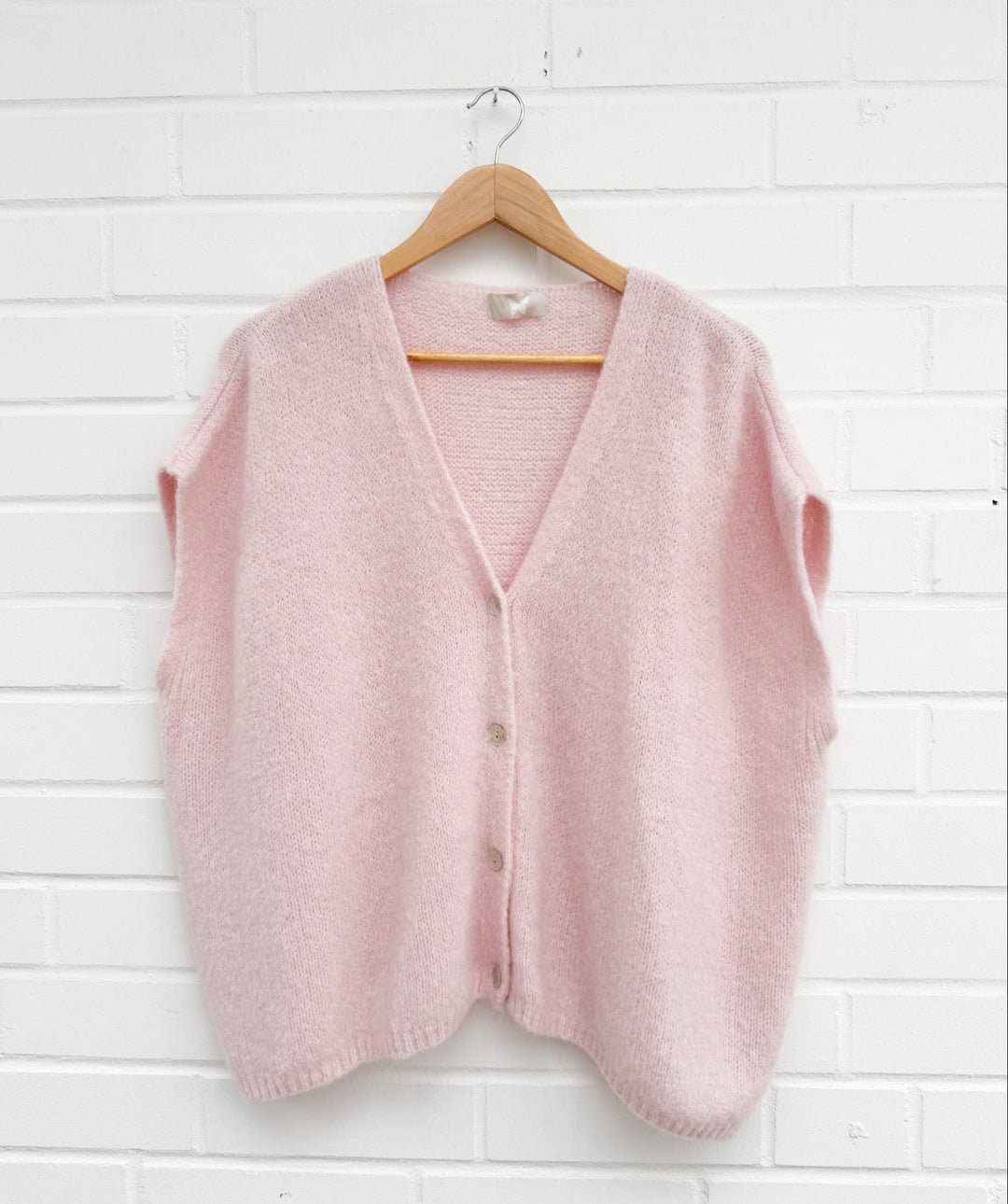 OVERSIZE KURZARM BASIC STRICKJACKE - helles rosa