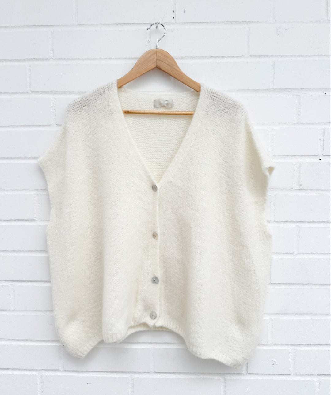OVERSIZE KURZARM BASIC STRICKJACKE - creme