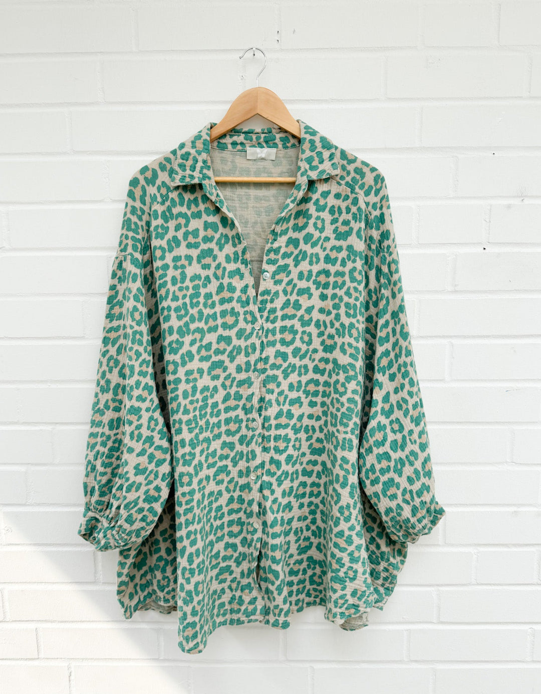 LANGE LEO MUSSELIN BLUSE - grün