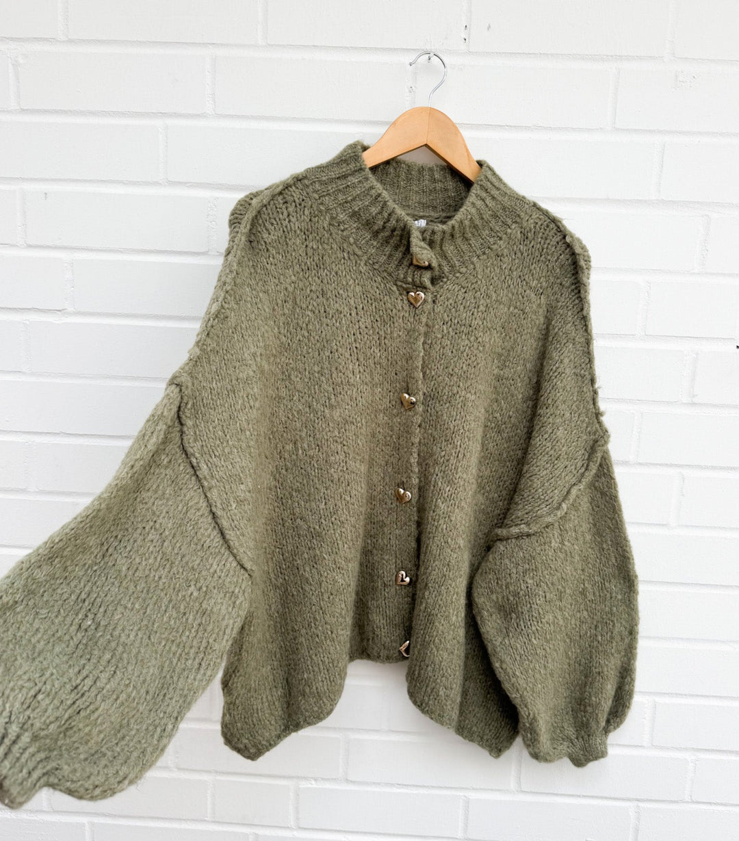 GOLDEN HERZ STRICKJACKE MAIRA - khaki