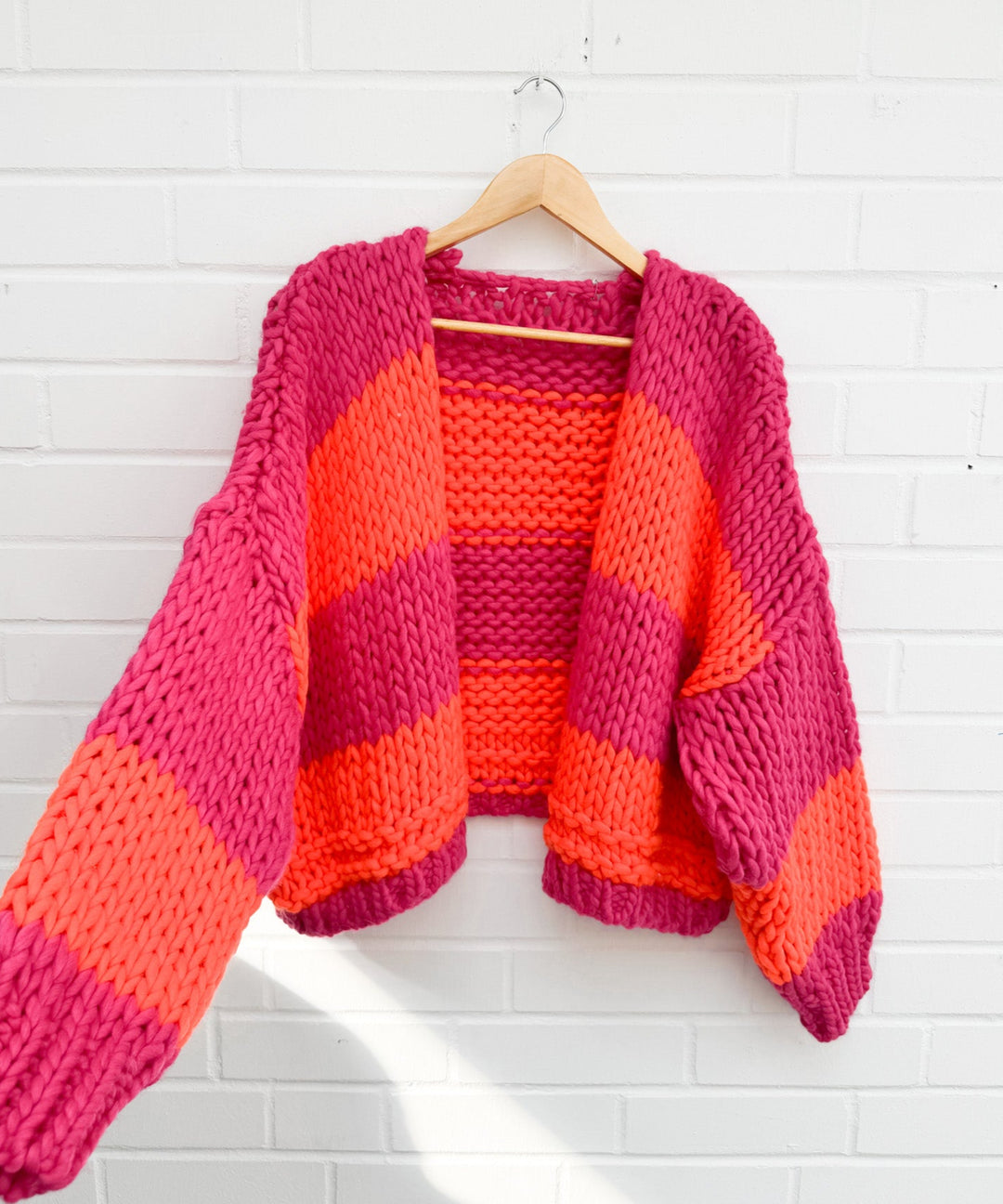 HANDMADE CARDIGAN BLOSSOM - pink orange