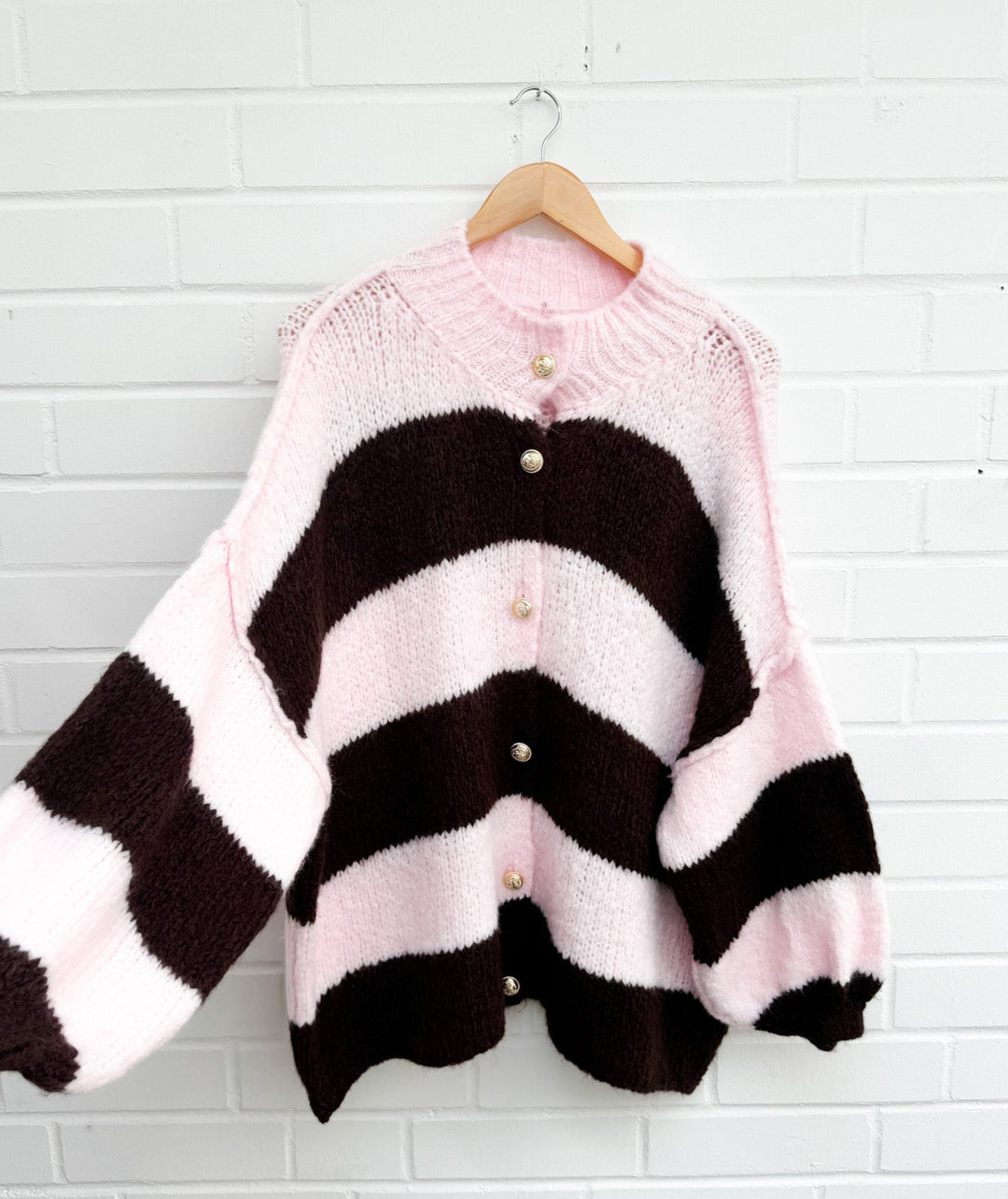 STREIFEN STRICKJACKE POLLY - rosa braun